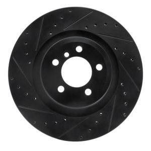 BMW ALPINA B7 Brake Rotor (1) - Rear Left - R1 Concepts - Drilled & Slotted - Black - `07-`08